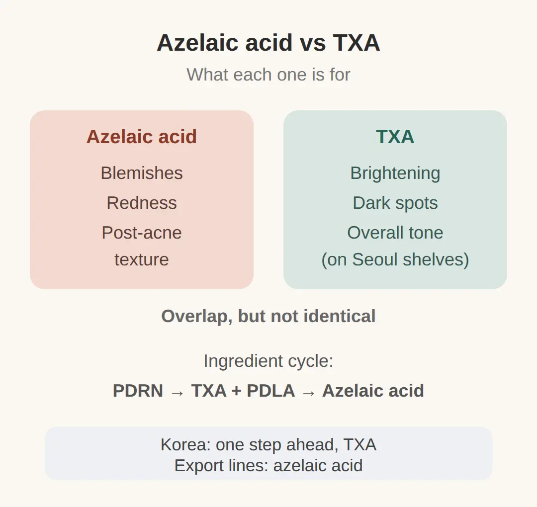 Azelaic acid vs tranexamic acid — what each one is for