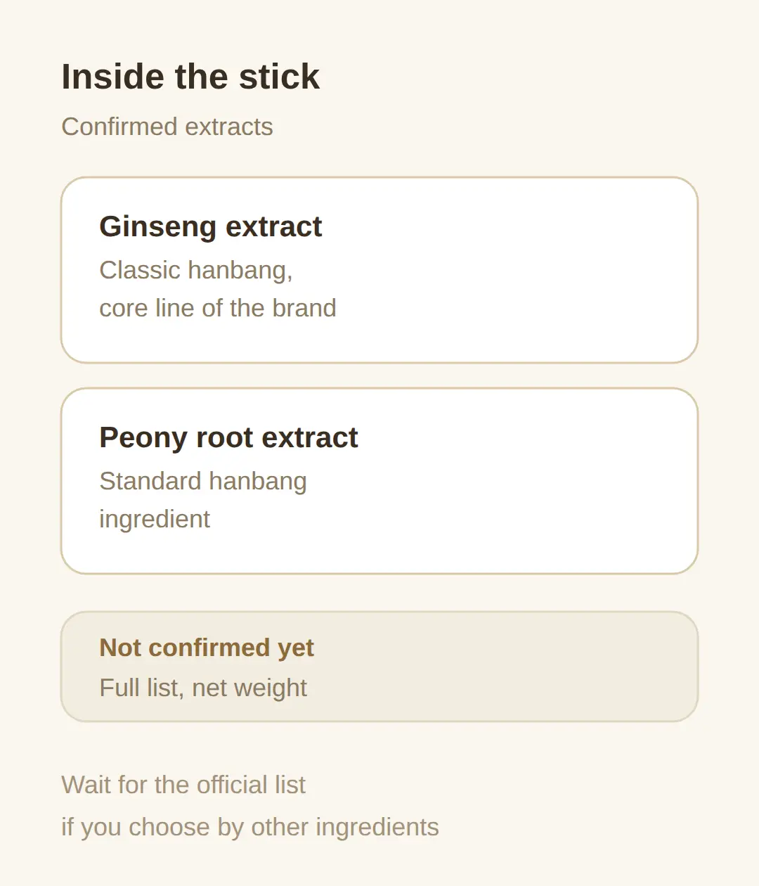 What is inside: ginseng and peony root