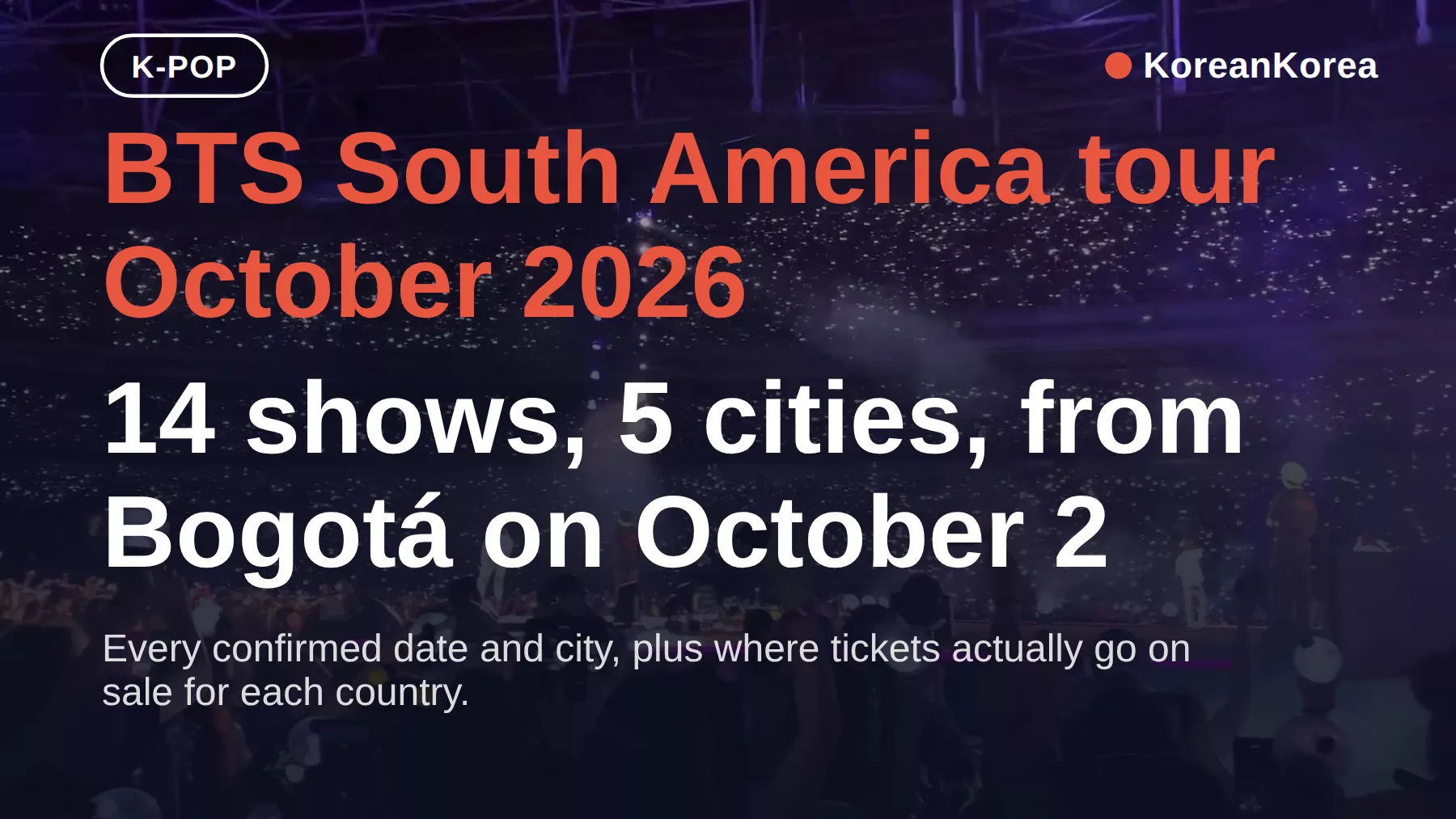 BTS South America tour 2026: dates, cities, tickets