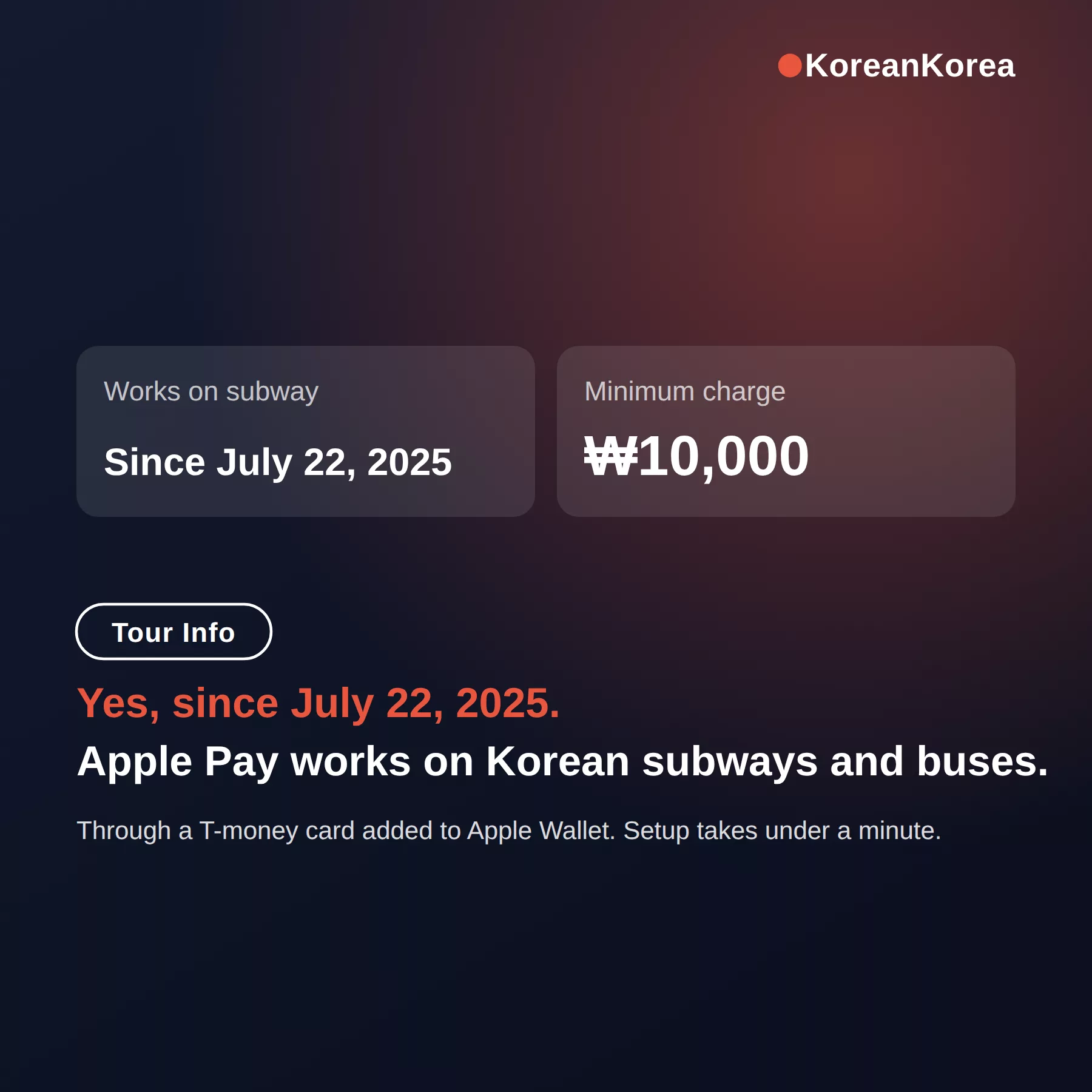 Can I Use Apple Pay in Korea Subway? Yes, With a T-money Card in Apple Wallet