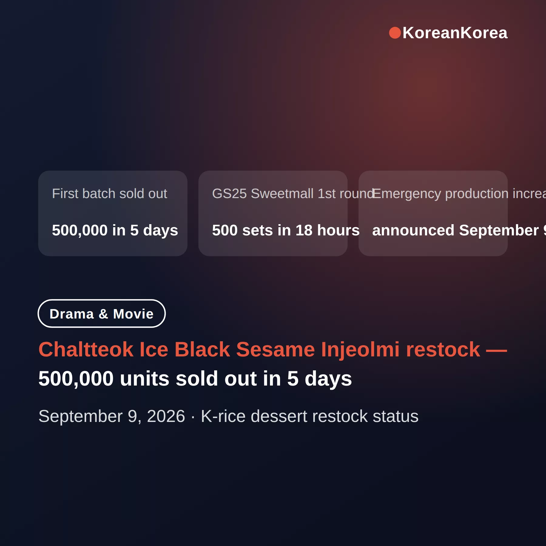 Chaltteok Ice Black Sesame Injeolmi restock — 500,000 units in 5 days, how to get one