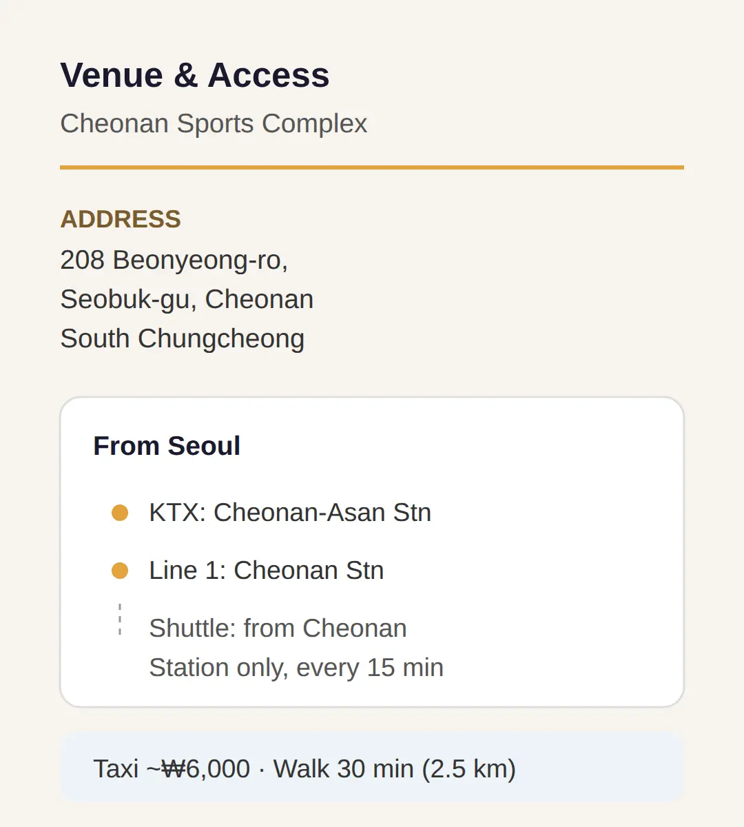 Cheonan World Dance Festival venue and address