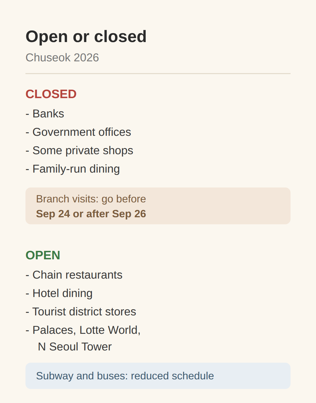 What closes, what stays open