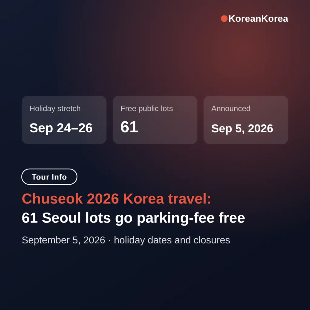 Chuseok 2026 Korea travel: free parking, what closes