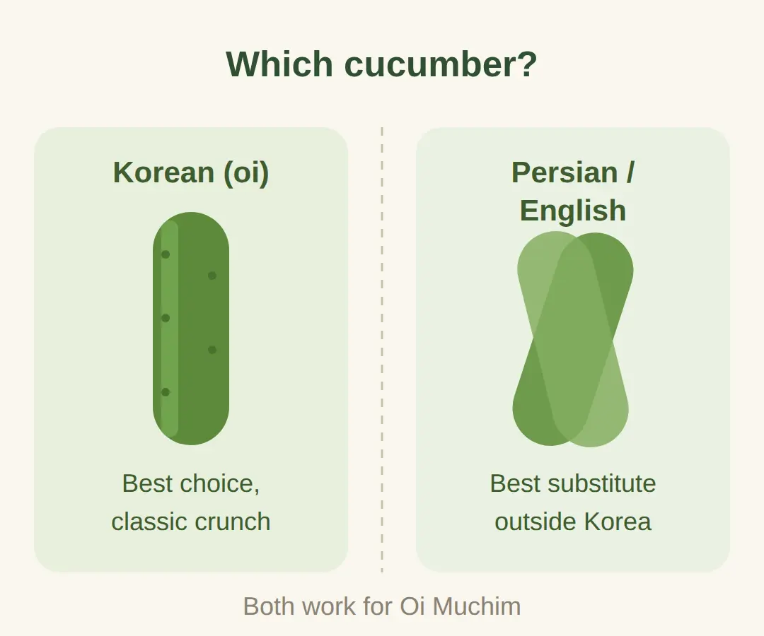 Oi sobaegi, a mild version, and which of three cuts to use