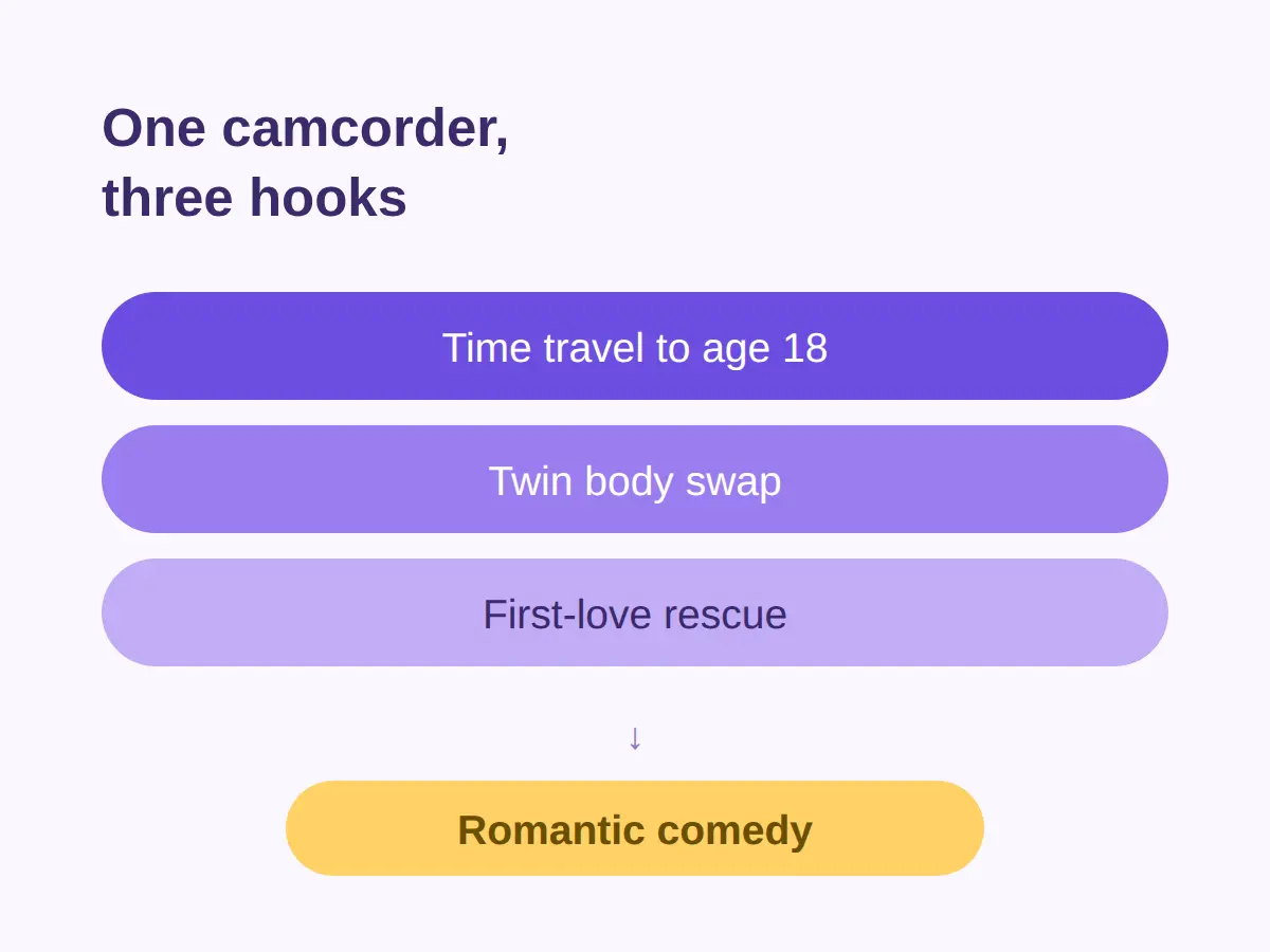 The plot: a camcorder that goes back to age 18