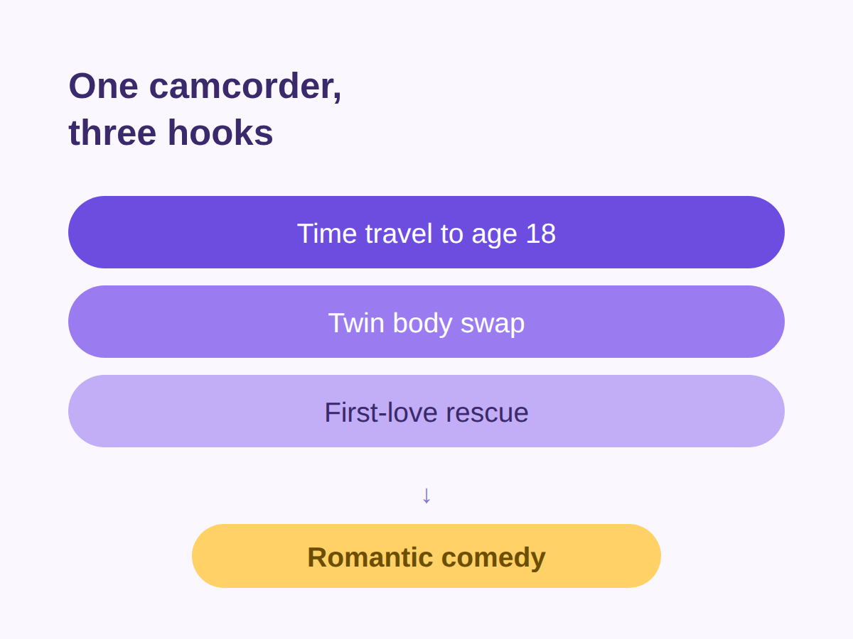 The plot: a camcorder that goes back to age 18