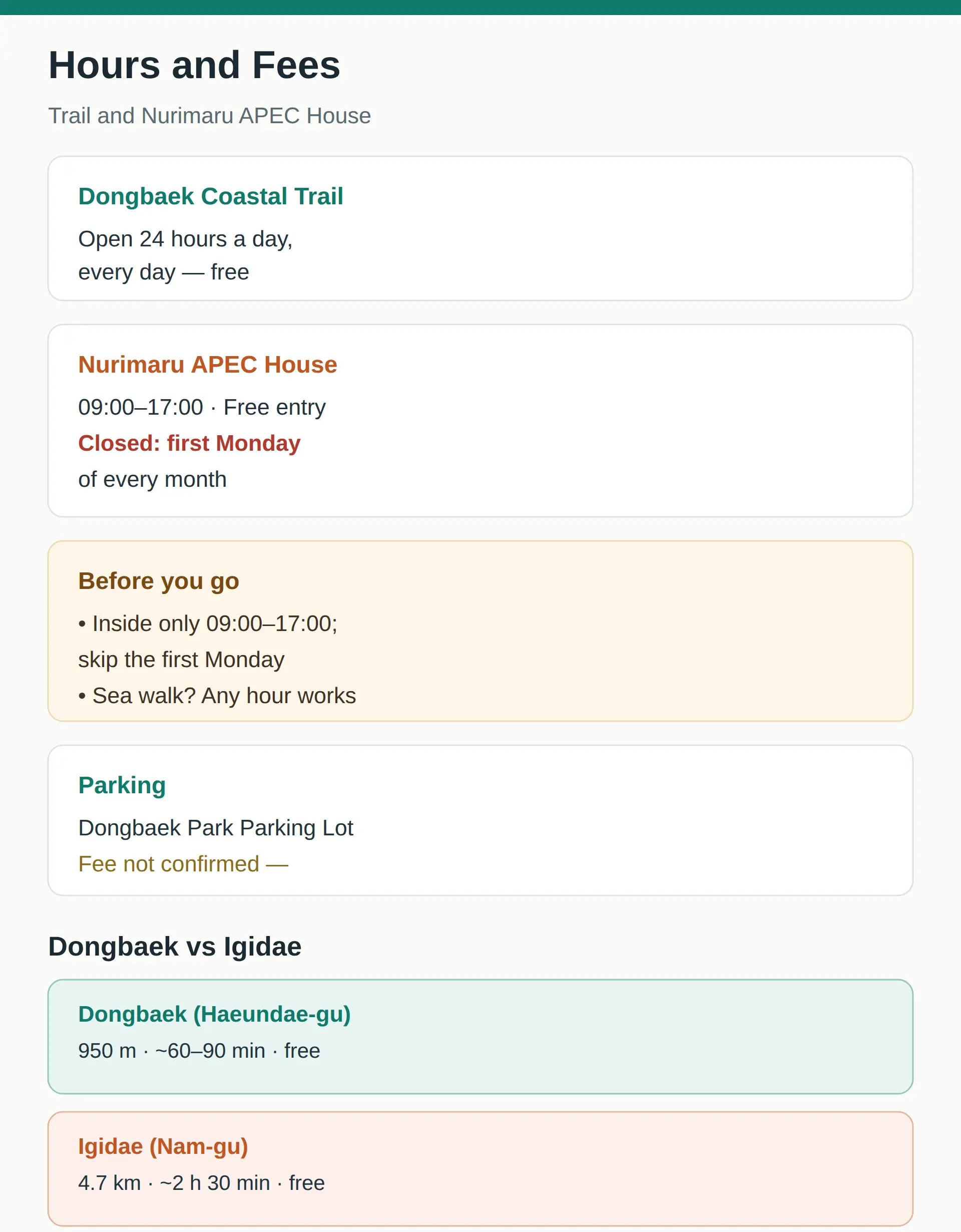 Hours and Fees — Trail and Nurimaru APEC House