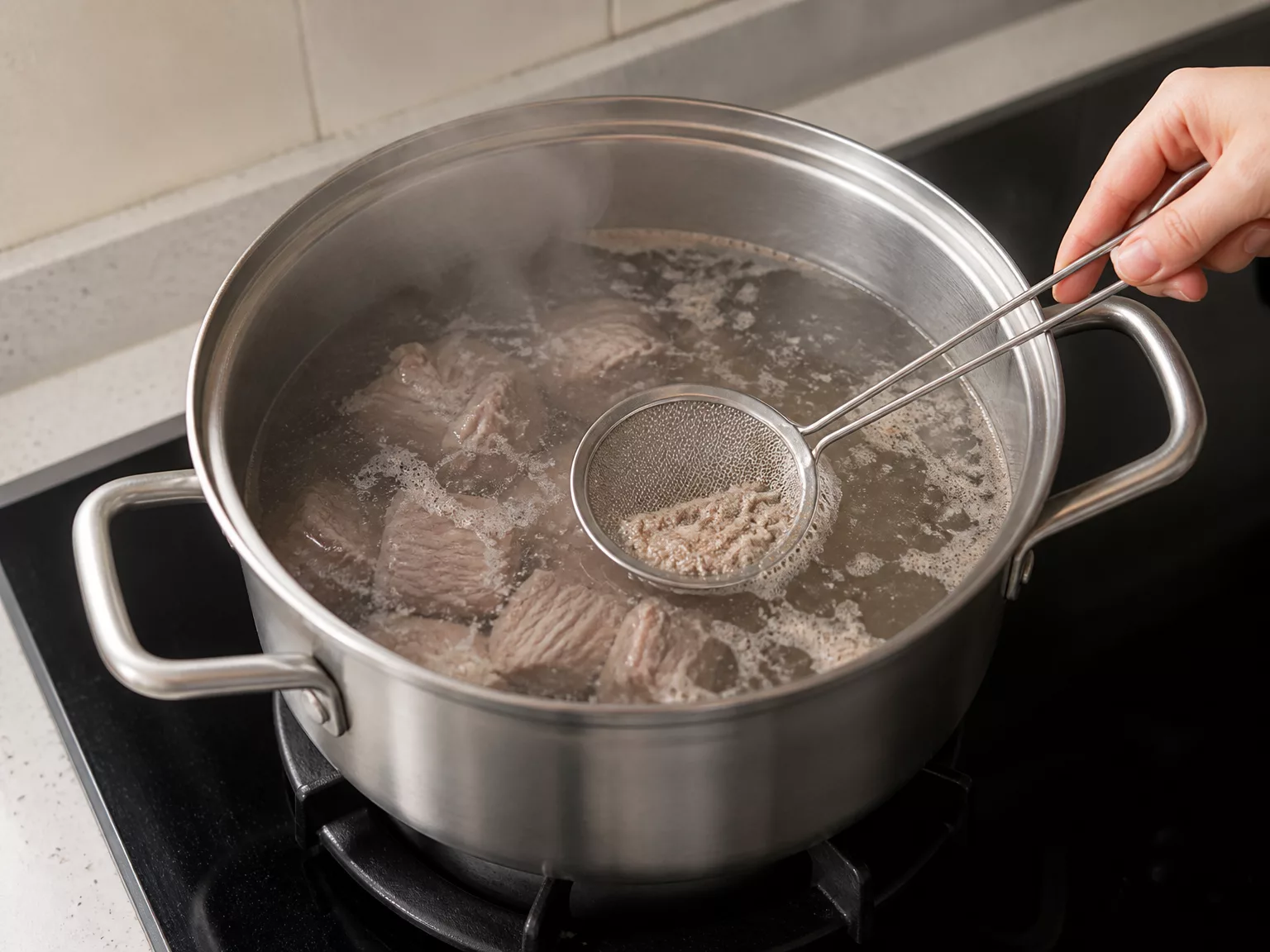Step 4: Simmer beef (brisket or shank, 100–150 g) in cold water, bring to a…