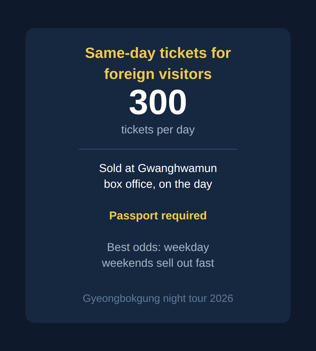Foreigner on-site tickets at Gwanghwamun