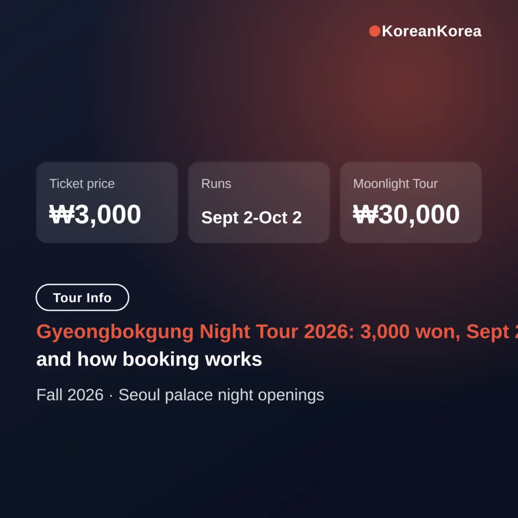 Gyeongbokgung night tour 2026: 3,000 won, Sept 2-Oct 2, and how booking works