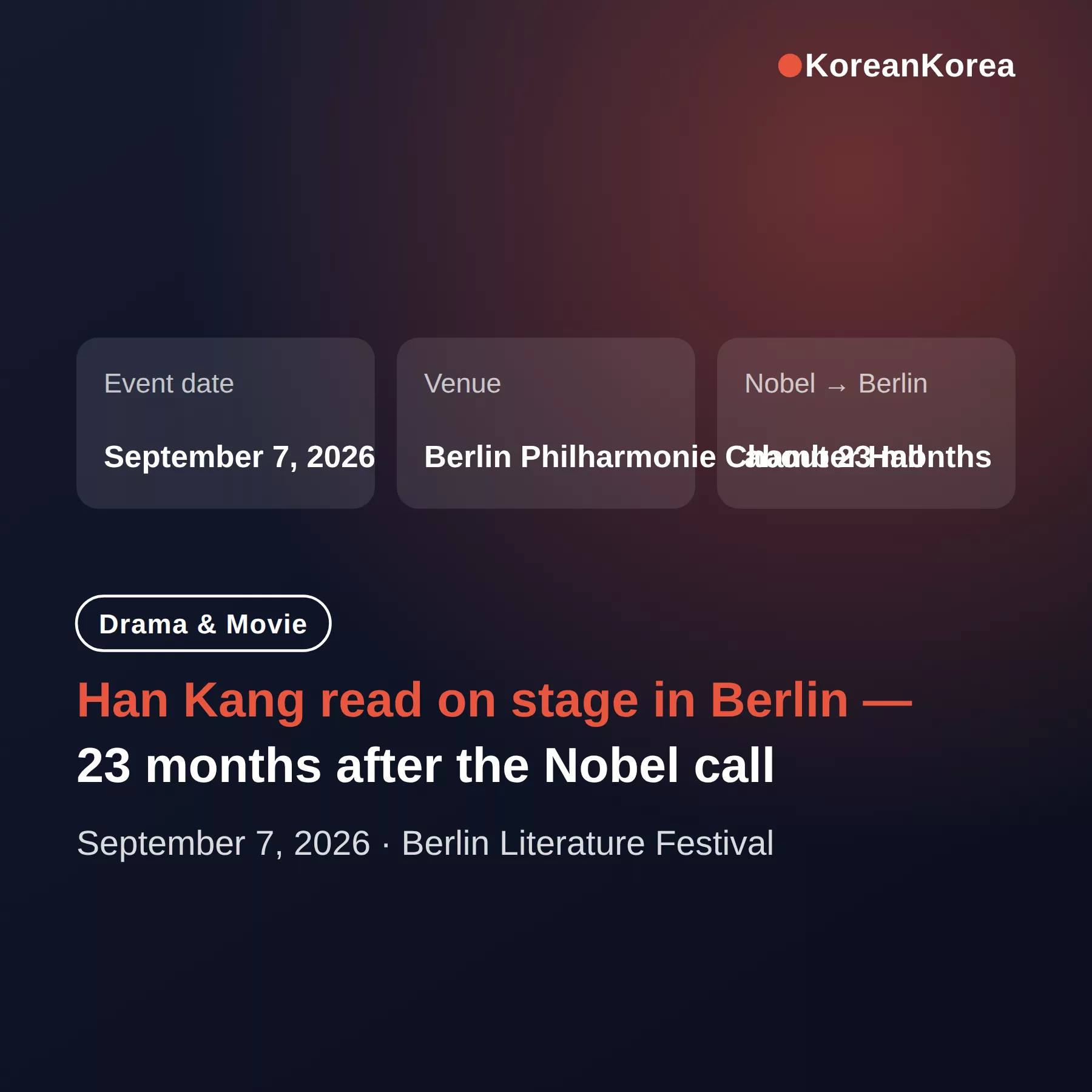Han Kang Berlin event: the 'Satzwechsel' reading with the Berlin Philharmonic, and where to read her in English