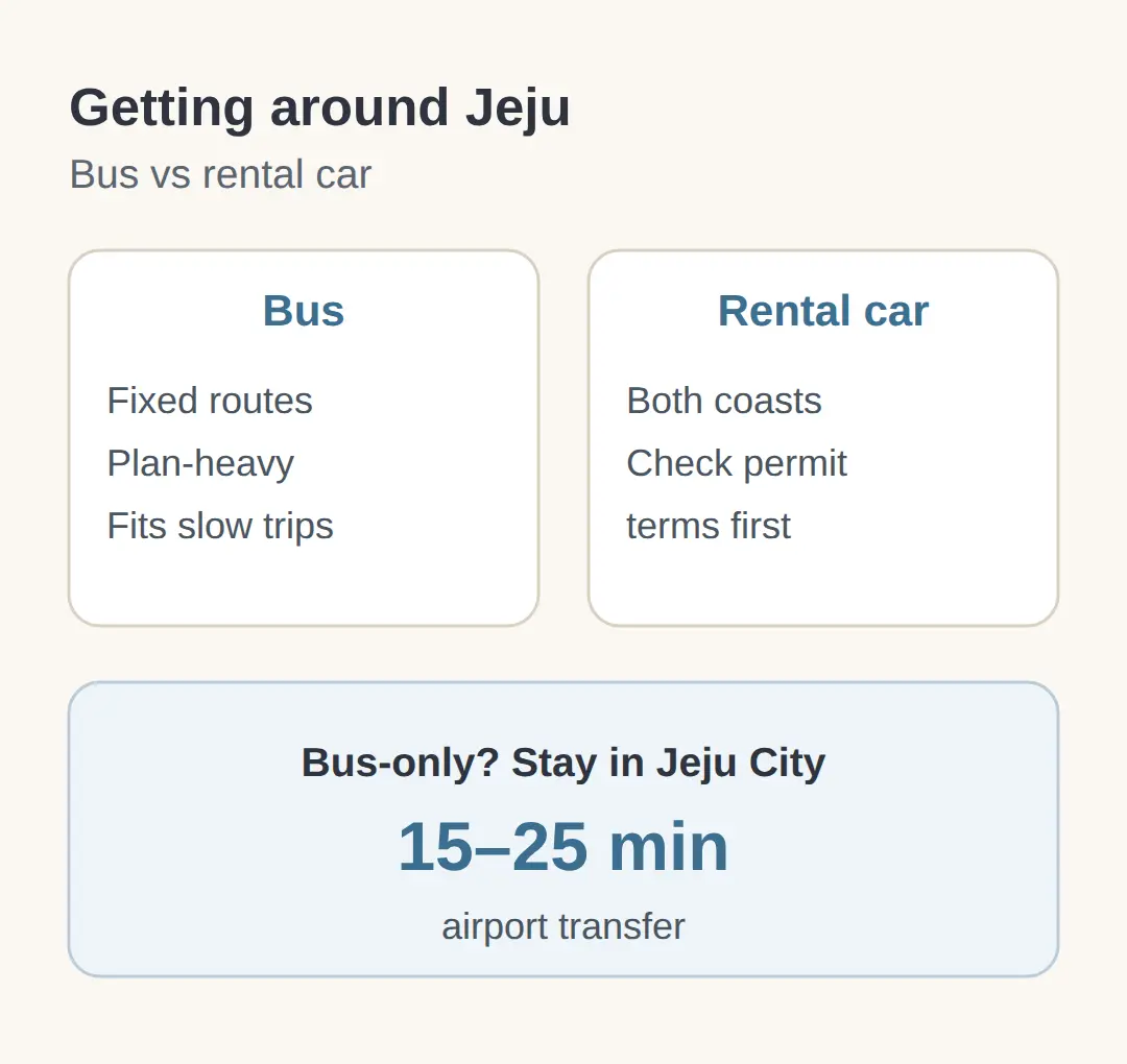 Rental car vs bus for visitors who do not read Korean