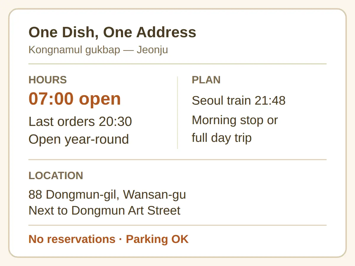 Jeonju Waengi Kongmulgukbap Specialty Restaurant: One Dish, One Address