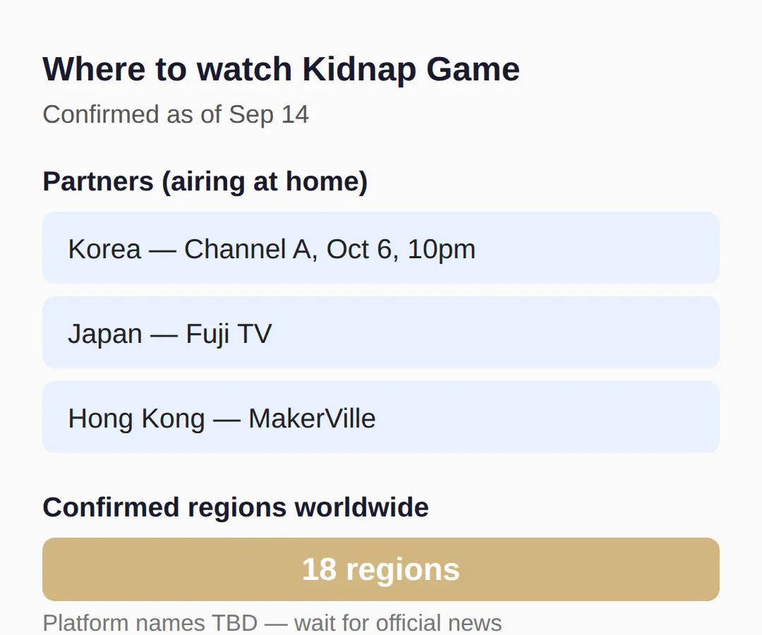 Where can I watch Kidnap Game outside Korea?