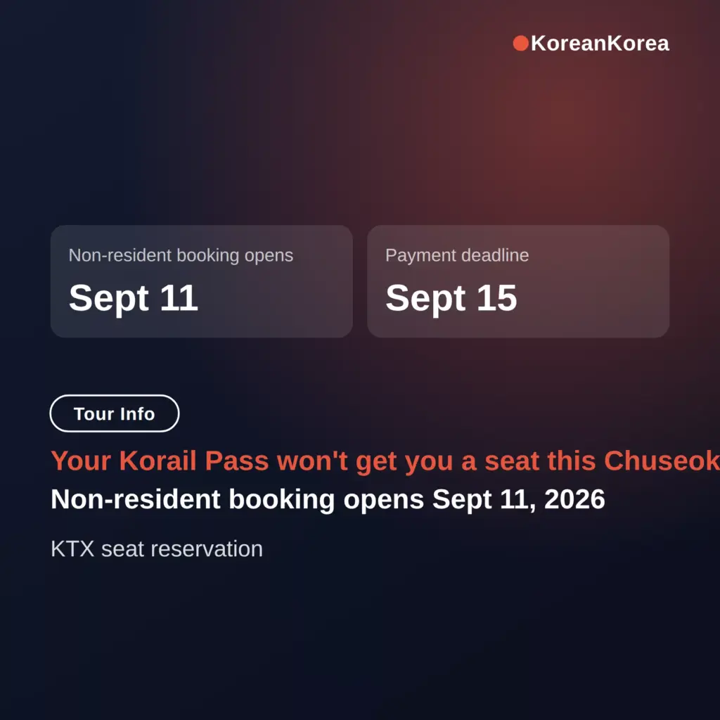 Korail Pass seat reservation during Chuseok 2026: valid but standing — how to lock a seat
