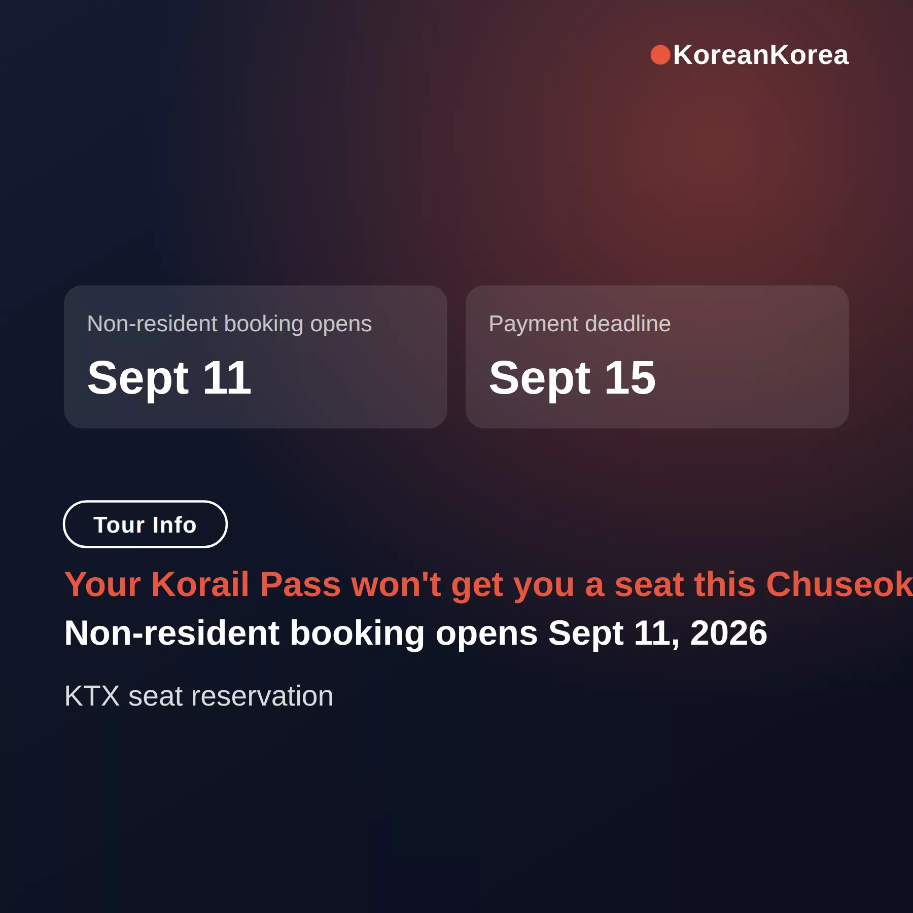 Korail Pass seat reservation during Chuseok 2026: valid but standing — how to lock a seat