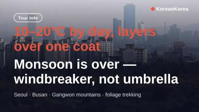 Tháng 10 ở Hàn Quốc nên mặc gì: Hướng dẫn mặc nhiều lớp (2026)