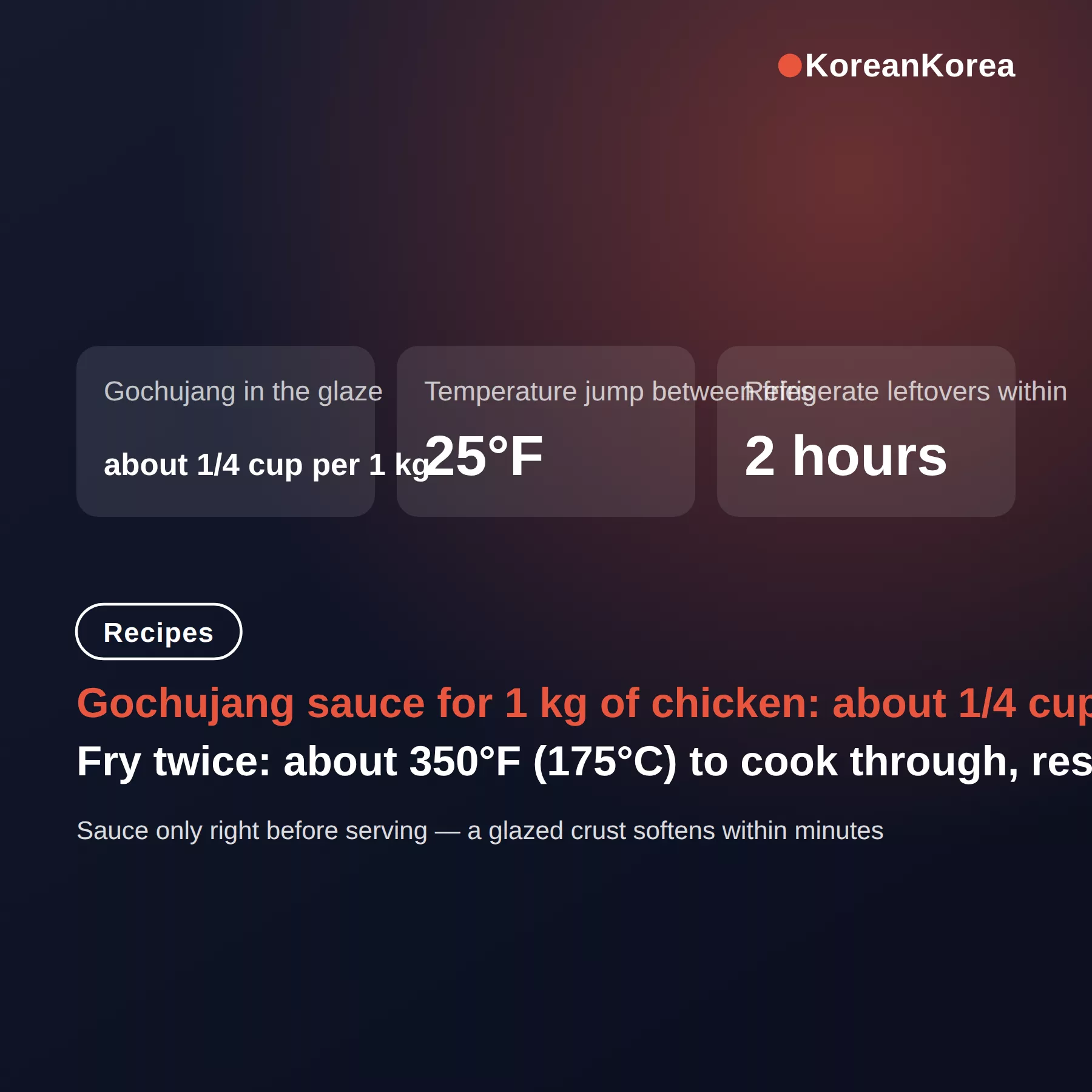 Korean Fried Chicken Recipe Gochujang: Ratio + 2 Fry Temps
