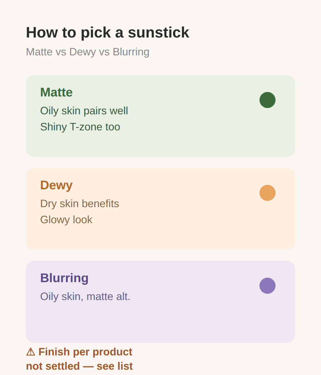 How to pick a sunstick: matte vs dewy vs blurring