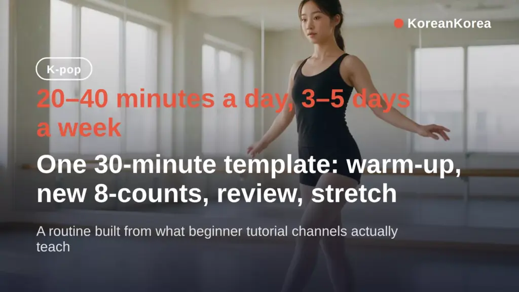 kpop daily routine: 20–40 min a day, 3–5 days a week