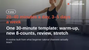 kpop daily routine: 20–40 min a day, 3–5 days a week