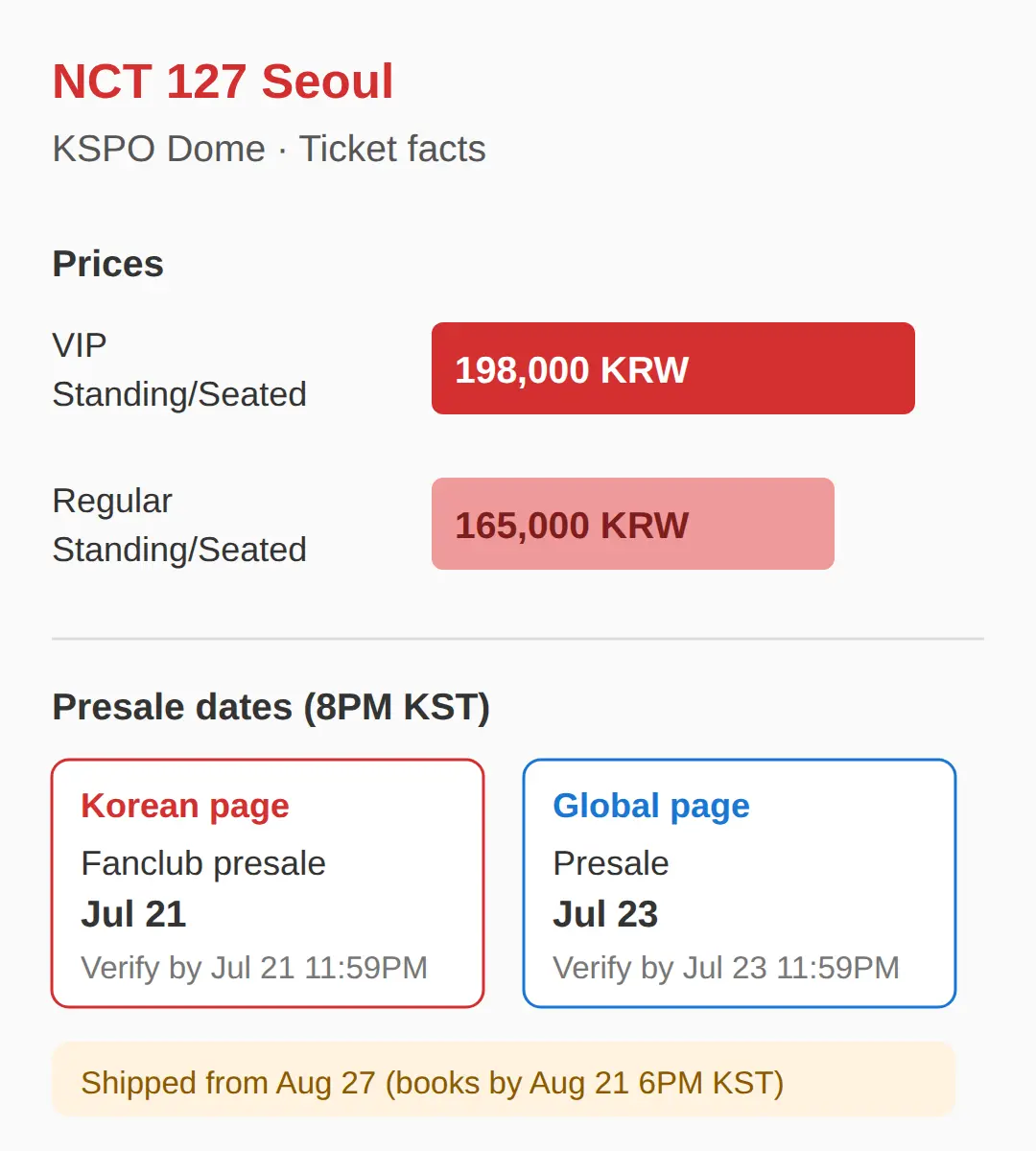KSPO Dome in Olympic Park: Seoul Tickets Shipped From Aug 27
