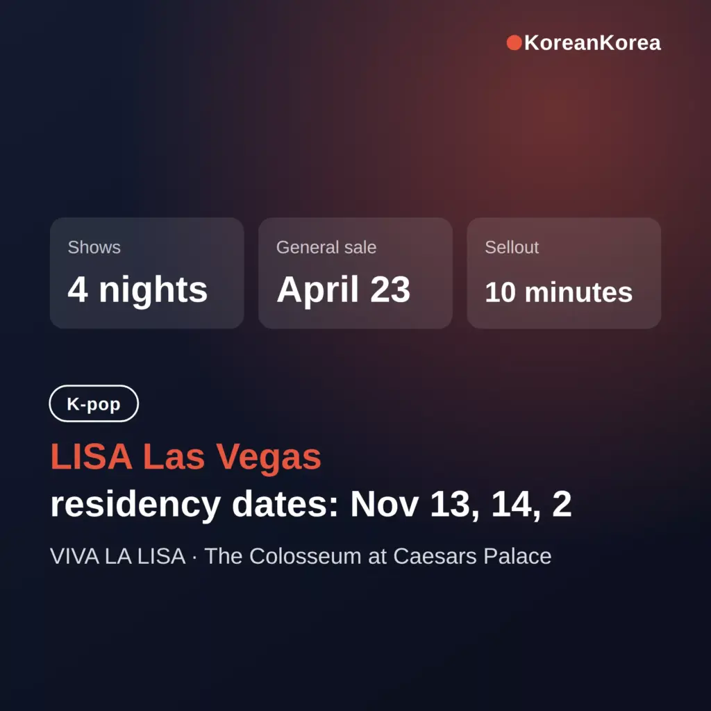 LISA Las Vegas residency dates: Nov 13, 14, 27, 28 at Caesars Palace — sold out in 10 minutes