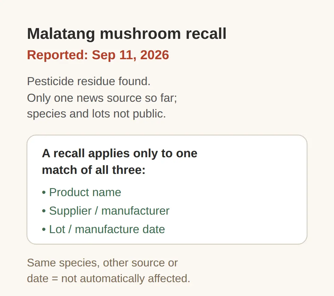 malatang mushroom recall Korea — what was recalled on September 11