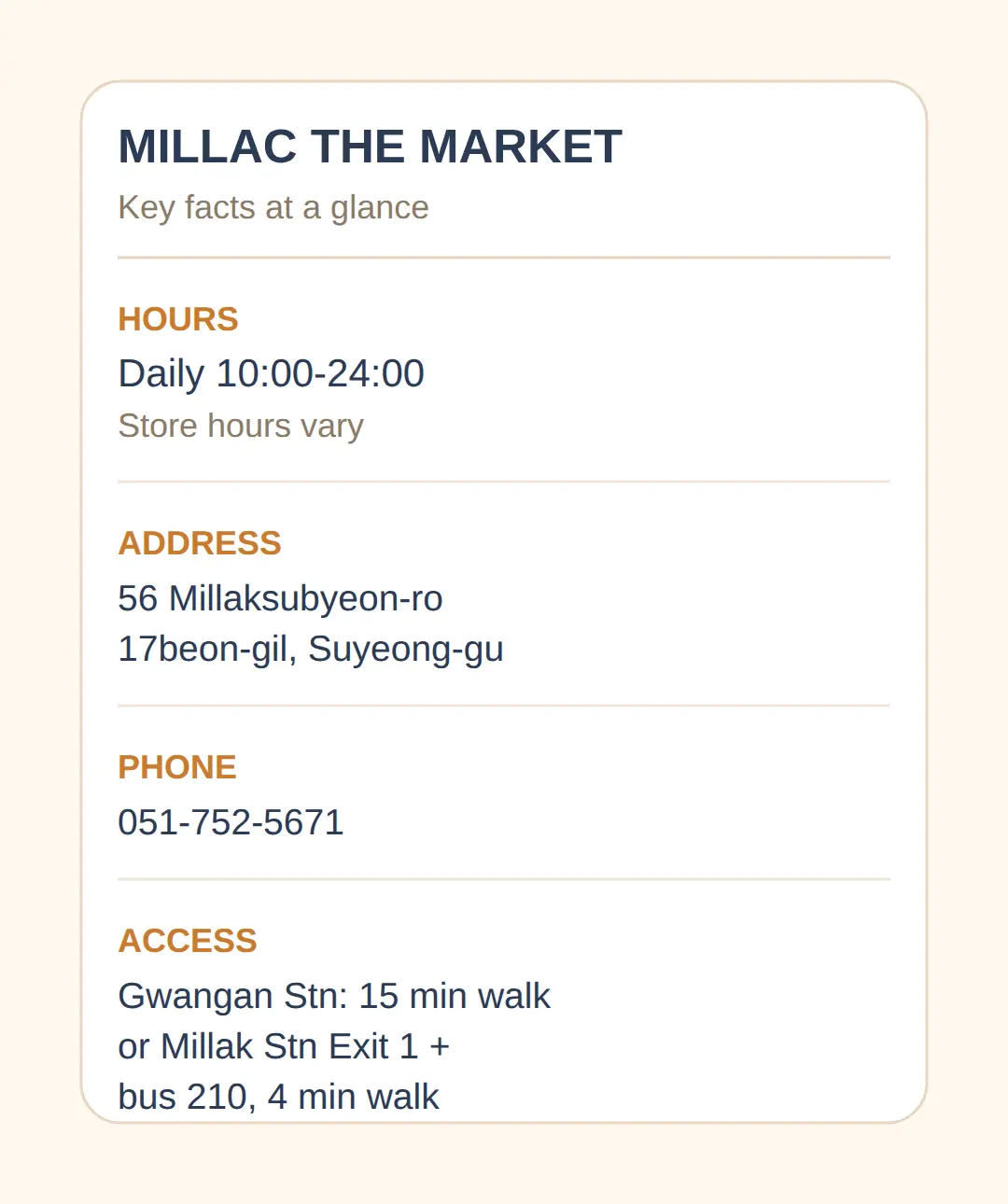 MILLAC THE MARKET: Hours, Address and How to Get There