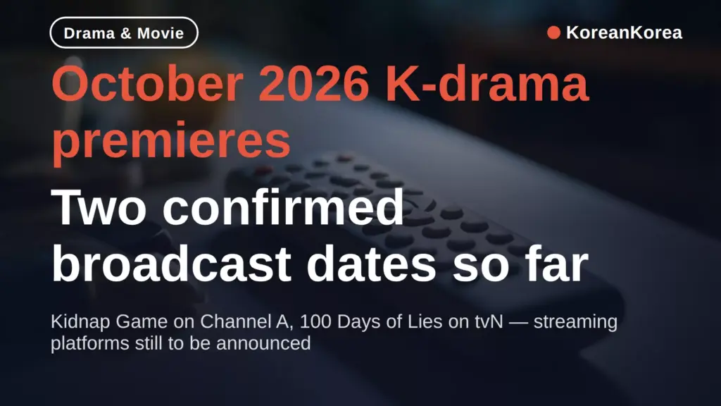 New K-dramas October 2026: which 2 premiere dates should you mark now?