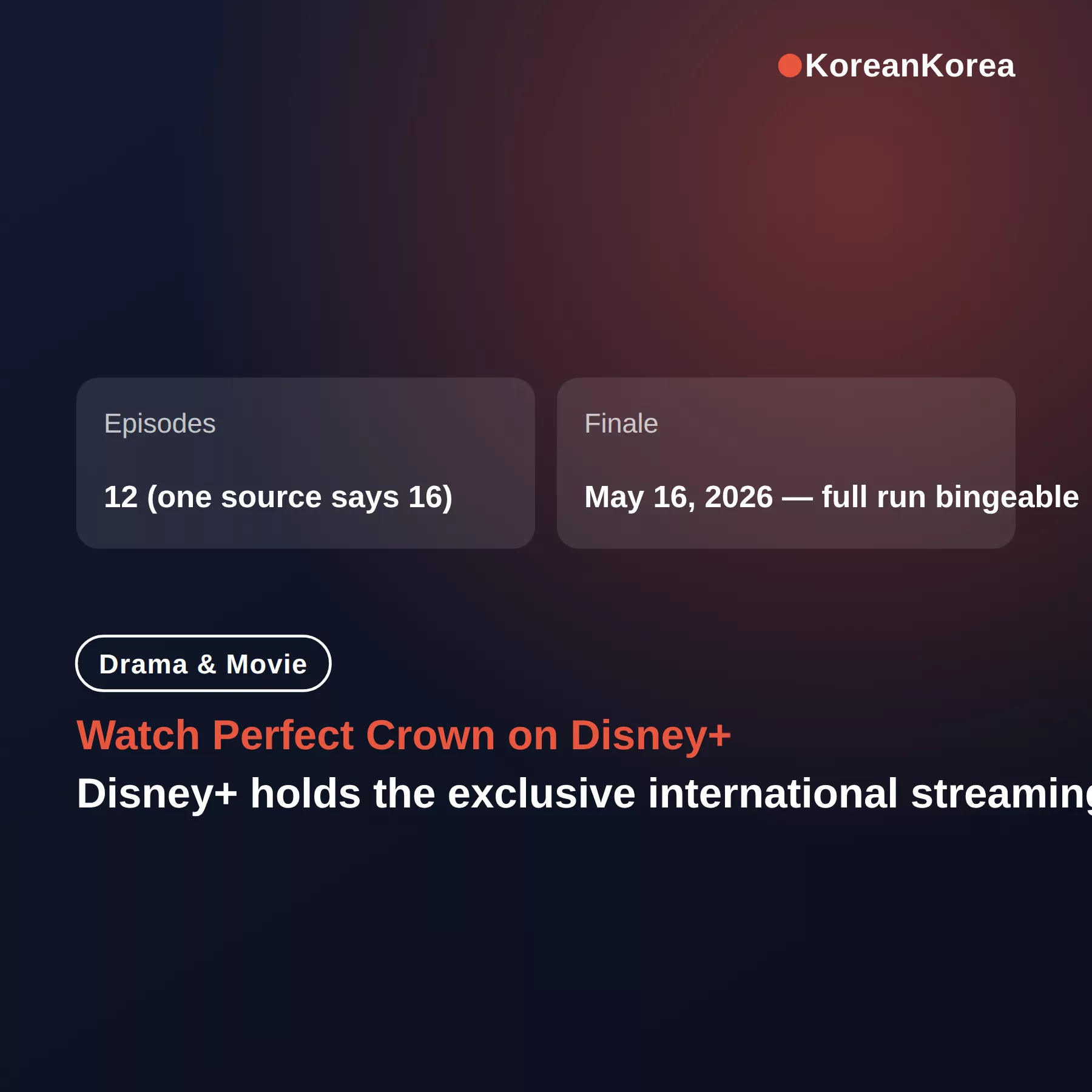 Where to Watch Korean Drama Perfect Crown on Disney+