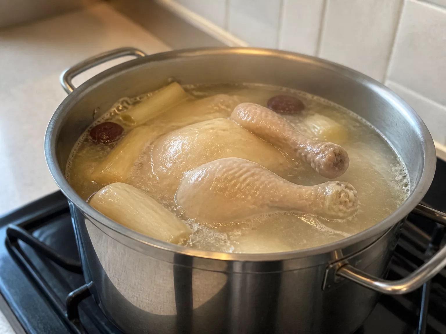 Step 7: Drop to medium-low and simmer about 1 hour