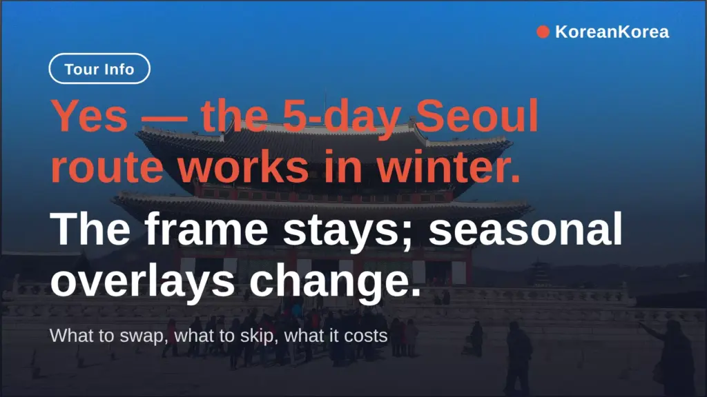 Seoul itinerary 5 days winter: what closes Dec-Feb, swaps, budget
