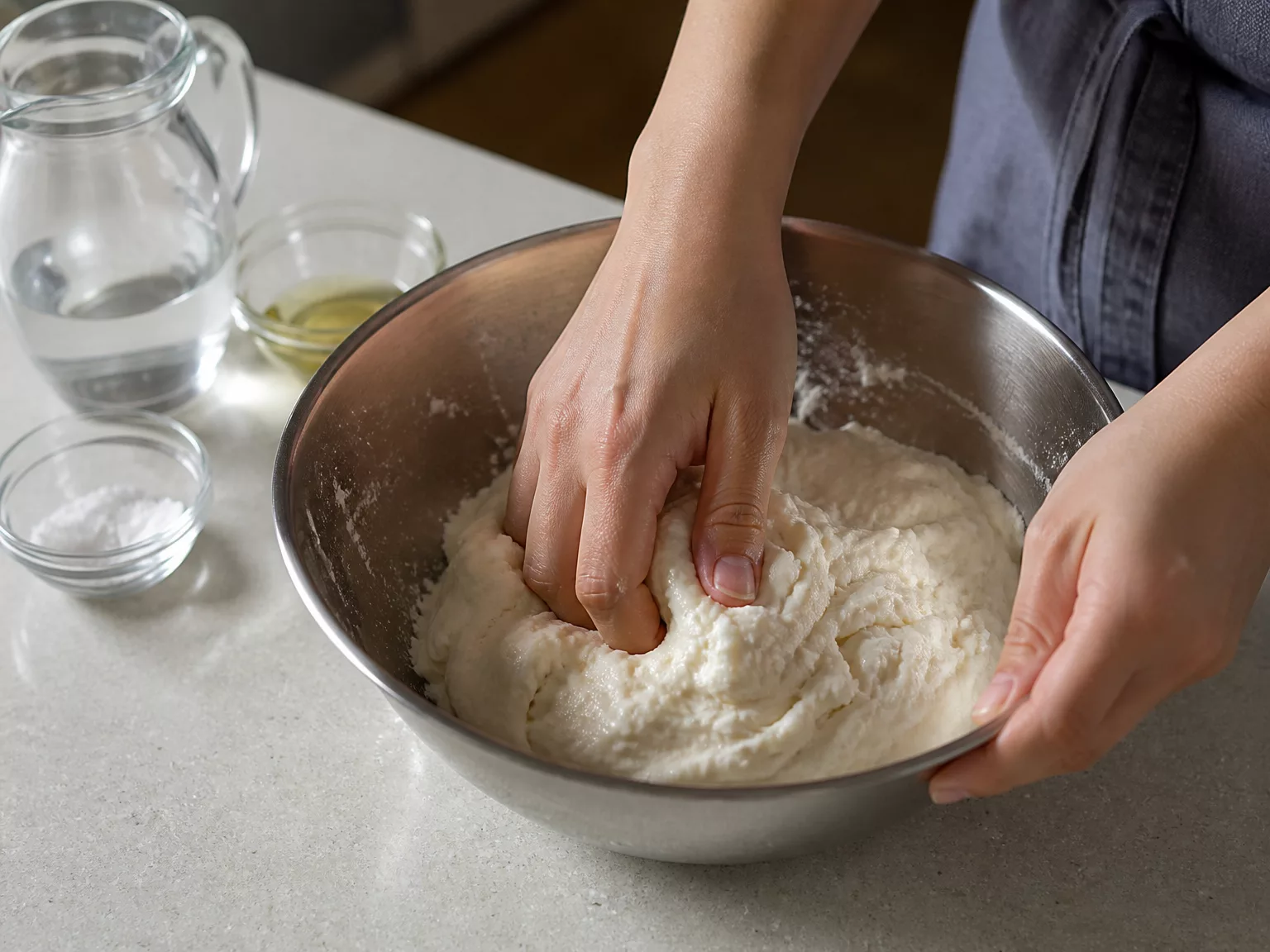 Step 1: Mix the flour with the hot water a little at a time, then add the…