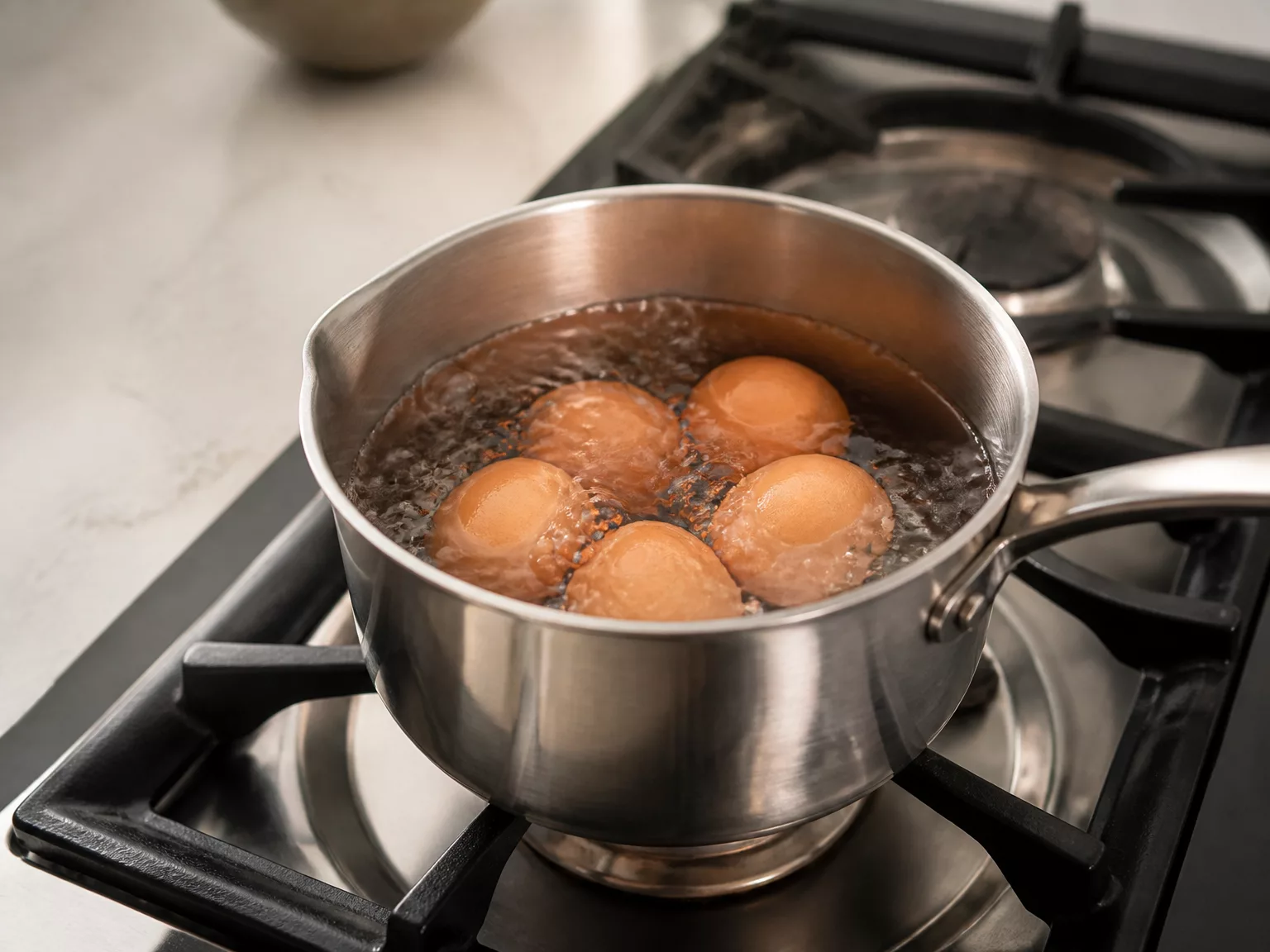 Step 1: Boil the eggs straight in boiling water for 6-7 minutes