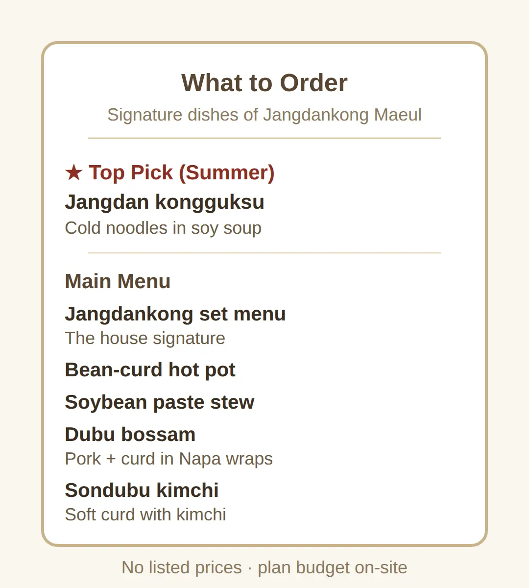 What to Order: Signature Dishes and Korean Names