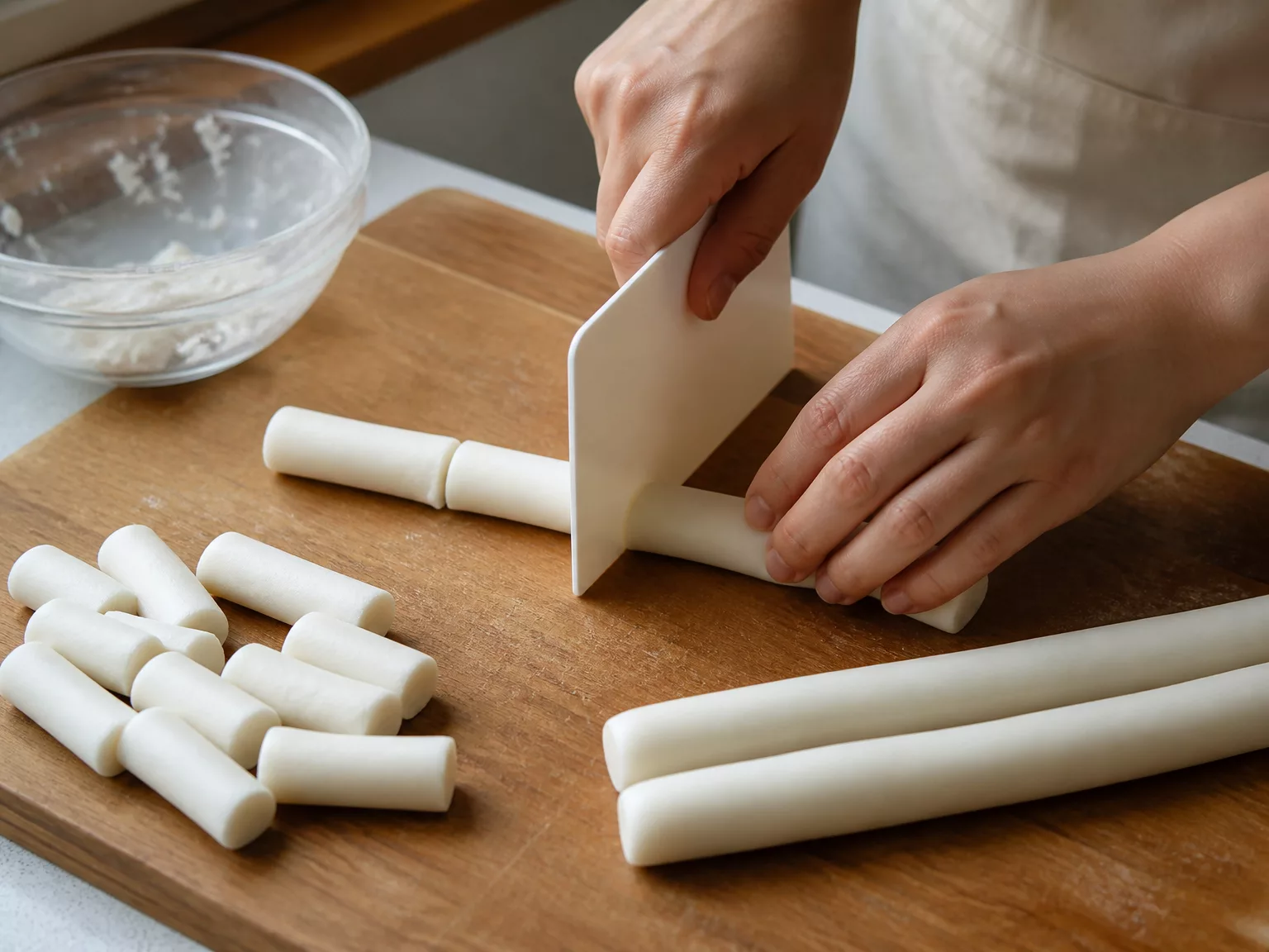 Step 4: Roll the dough into finger-thick ropes and cut into 3–4 cm (about 1.5…