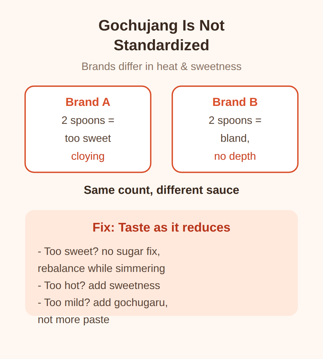 Failure point 2: gochujang brands and sweetness