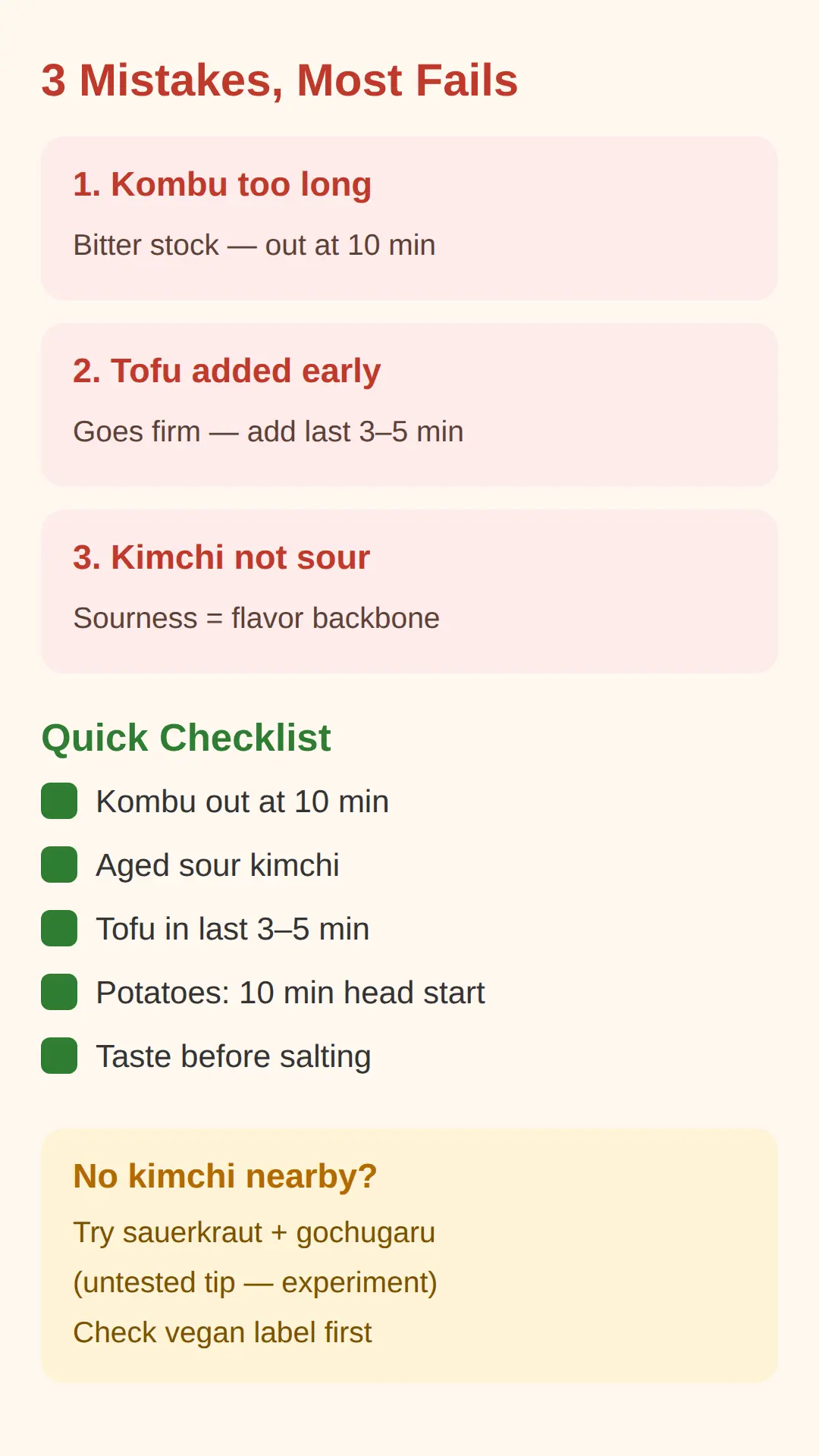 Common mistakes and backup options