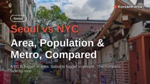 Is Seoul Bigger Than NYC? 605 vs 789 km², 9.3M vs 8.3M — Size & Population