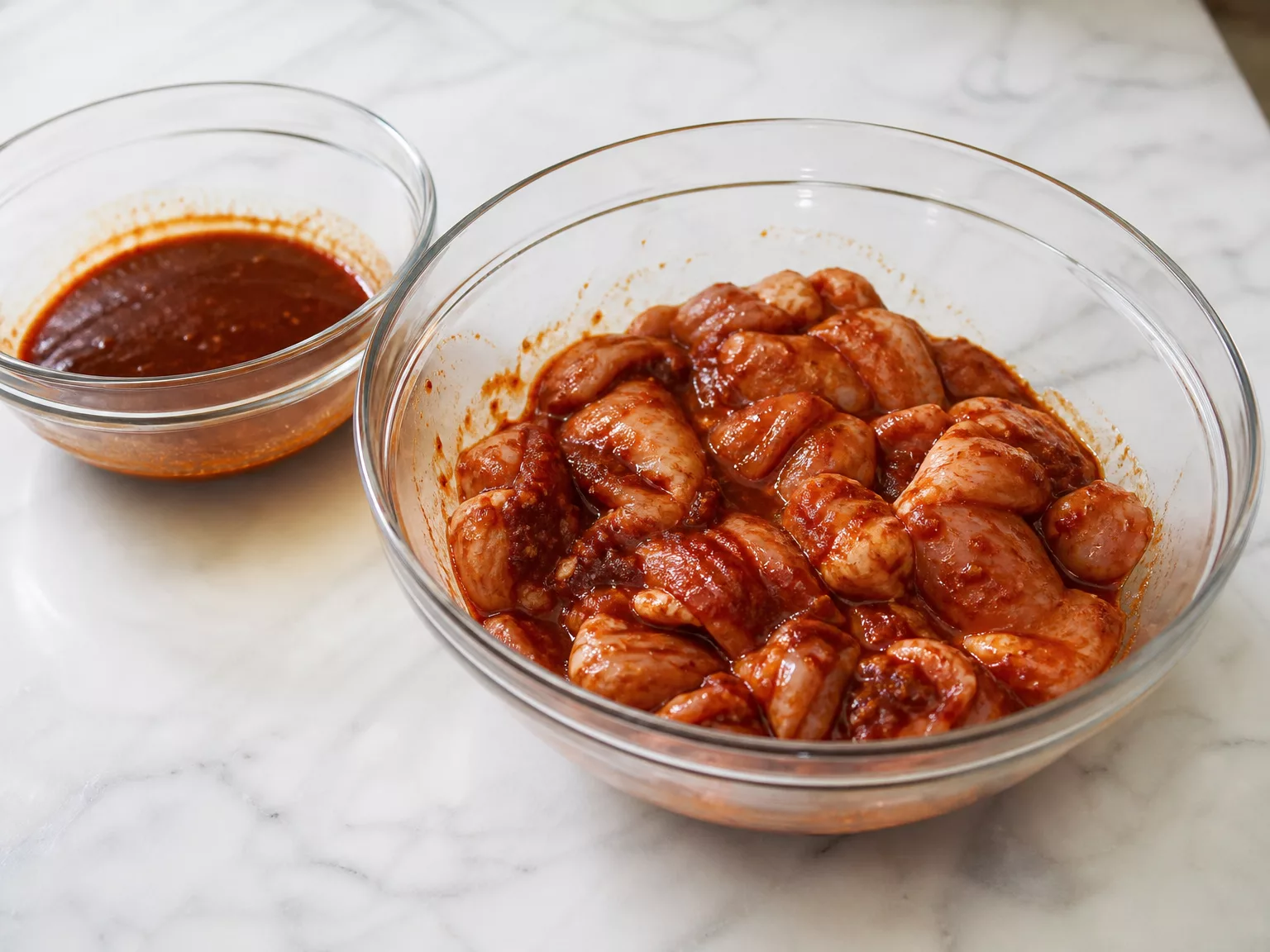 Step 1: Mix the sauce ingredients together, coat the chopped chicken in it,…