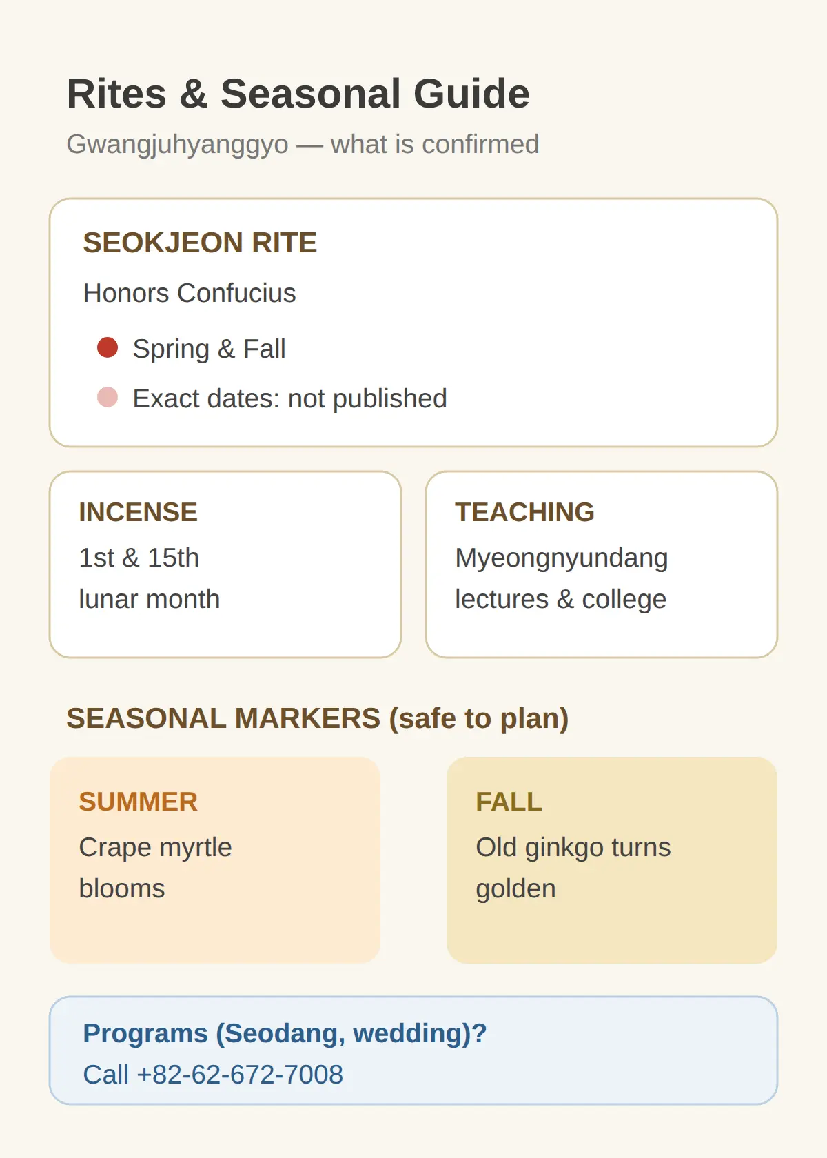 Rites, Experiences And Seasonal Highlights