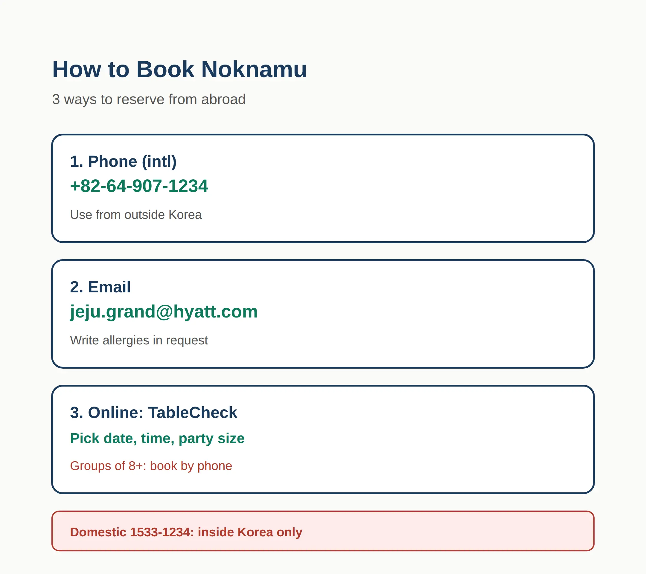How to Book Noknamu From Abroad: Phone, Email, and TableCheck