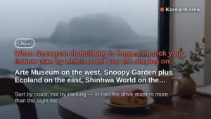 Jeju Rainy Day Activities: 7 Indoor Spots by Coast (2026)