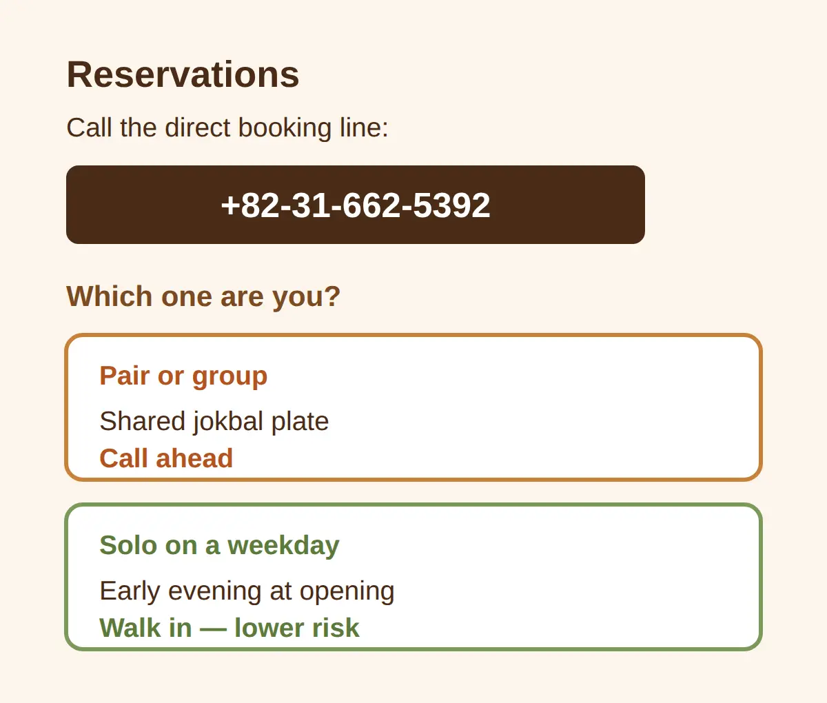 Reservations: the Phone Number to Call