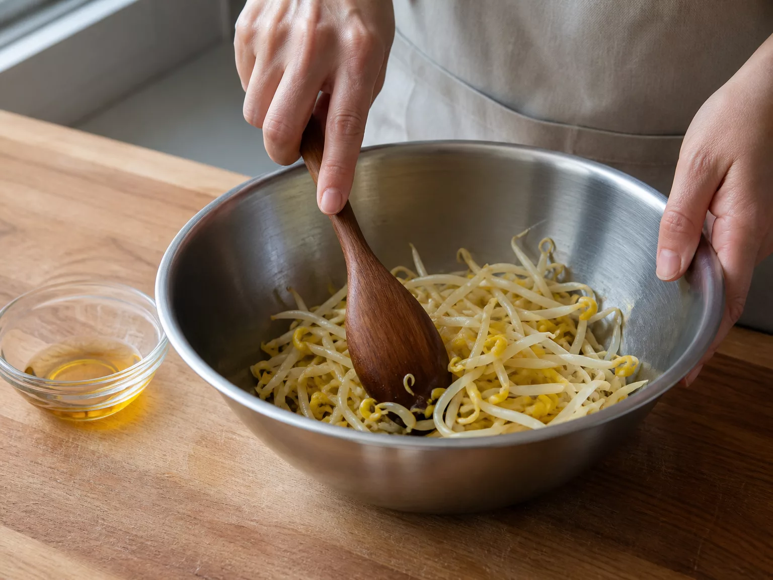 Step 6: Toss with sesame oil FIRST