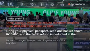 Olive Young Tax Refund 2026: New ₩15,000 Minimum