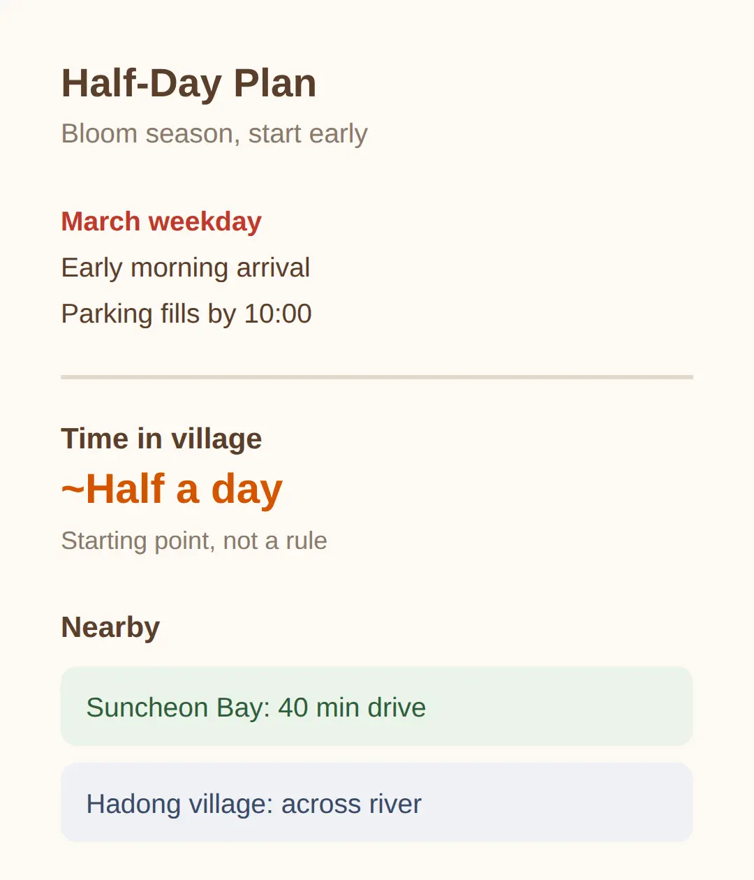 How Long to Allow and What Is Nearby