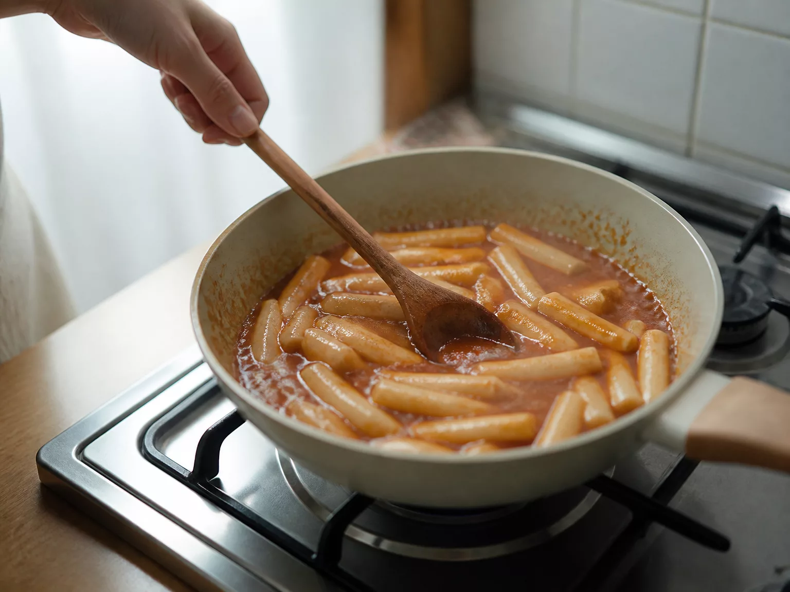 Step 4: Add the rice cakes and simmer 7–10 minutes
